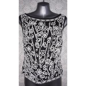 Tadashi Sz UK L Elegant Black with Seed Beading Top, Shell, Blouse, Tank Top